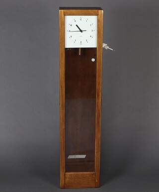 Gent, a Post Office electric master clock with 21cm enamelled dial, Arabic numerals contained in an oak case 128cm h x 29cm w x 29cm d, complete with pendulum, together with  1 other the dial marked Post Office and a manual 