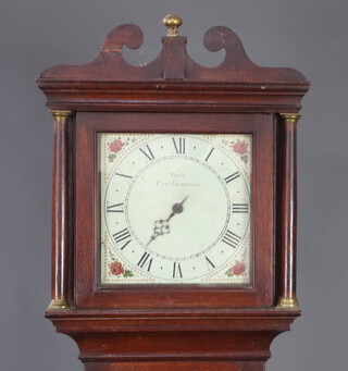 Thomas Fowle of East Grinstead, an 18th Century 30 hour,  single handed, striking on bell bird cage movement  long case clock with 25cm painted dial, contained in an oak case, complete with pendulum and weight 