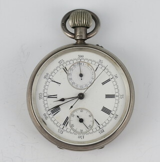 A silver cased chronometer pocket watch with calendar and seconds dials Chester 1914 contained in a 50mm case 