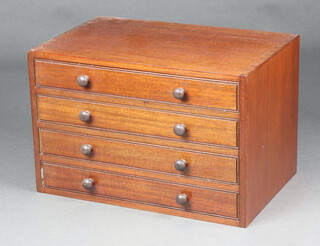 A Victorian mahogany collectors chest of 4 drawers, the first 3 drawers are fitted with pigeon holes, 31cm h x 47cm w x 30cm d 