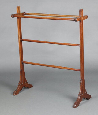 An Edwardian inlaid mahogany towel rail 86cm h x 71cm w x 30cm d 