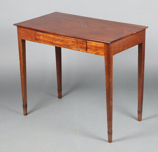 A 19th Century mahogany side table fitted a drawer, raised on square tapered supports 72cm h x 84cm w x 47cm d 