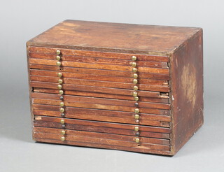 A 19th Century rectangular mahogany coin collectors chest of 15 shallow drawers 34cm h x 49cm w x 32cm d 