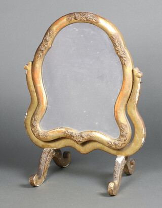 A 19th Century  Italian style arched plate dressing table mirror contained in a gilt plaster frame 62cm x 46cm x 31cm 