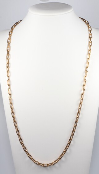 A 9ct yellow gold flat link necklace, 58cm, 31.8 grams 