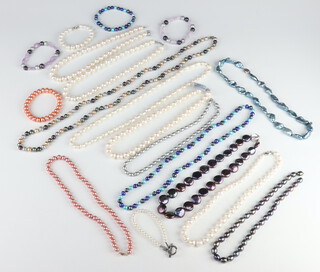 A quantity of cultured and coloured pearl necklaces