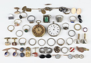 A lady's gilt metal fob watch, 1 other and minor jewellery
