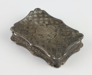 A Victorian silver engine turned vinaigrette with vacant cartouche and gilt grille by Nathaniel Mills, Birmingham 1850, 35mm 