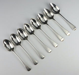 Five Victorian silver table spoons London 1897, 1898, maker Ralph Samuel  3 others, 530 grams 
