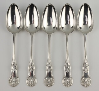 Five Victorian silver Kings pattern table spoons Glasgow 1851, maker William Clarke Shaw 416 grams 