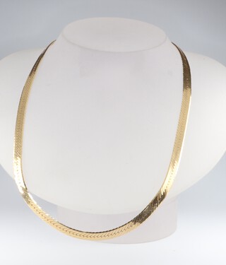 A 9ct yellow gold flat link necklace 46cm, 15.3 grams 