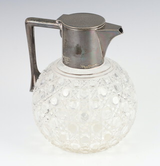 An Edwardian silver mounted cut glass spirit decanter, Birmingham 1905, maker John Grinsell & Sons, 16cm 