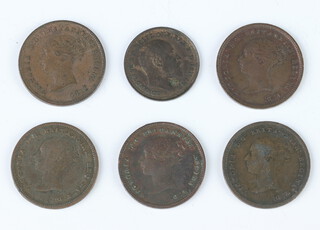 Six British farthing-fractional coins 