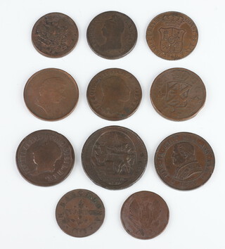 A collection of 19th Century large copper European coins 