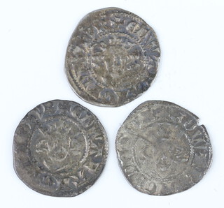 Three silver pennies from the reigns of Edward I (1272-1307) and Edward II (1307-1327) 