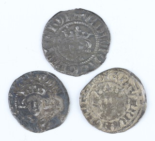 Three silver pennies from the reigns of Edward I (1272-1307) and Edward II (1307-1327) 