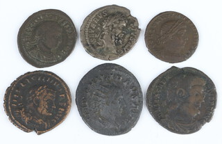 Roman Empire after 200AD, 6 bronze antonianus coins including Constantine the Great, Licinius, Philip I and Severus 