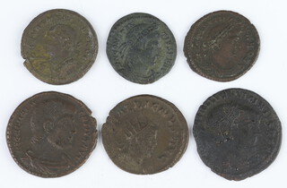 Roman Empire after 200AD, 6 bronze coins including Carus, Constantine the Great, Constantius, Gallienus, Licinius and Magnentius 