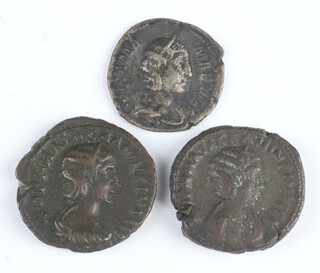 Roman Empire, 3 coins minted in the name of an Emperor's wife or mother 