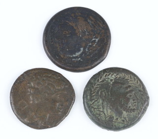 A collection of 3 Phoenician coins minted at colonies established in Spain, these coins date from about 200BC 