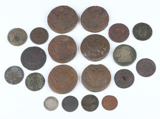 A collection of world coins from the 18th Century 