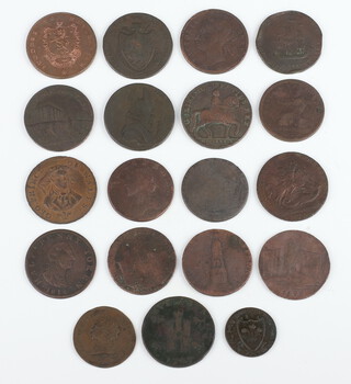 A collection of 19th Century copper half penny tokens 