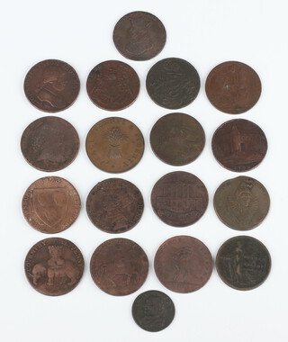 A collection of 19th Century copper half penny tokens 