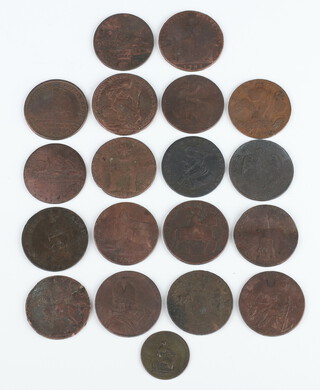 A collection of 19th Century copper half penny tokens 