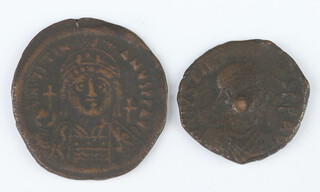 A pair of brass coins of Justinian minted by the Byzantine States in 527-565AD 