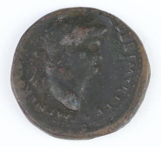 A brass sestertius of Nero, Lugdanum 66AD, the reverse shows Roma seated on a cuirass 