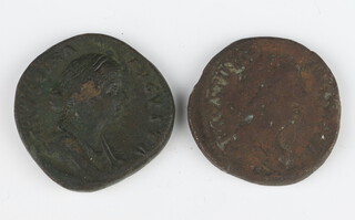 Two Roman brass sestertius coins for wives and daughters of emperors 