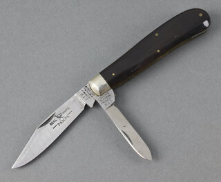CIX Lockwood Brothers Sheffield, a twin bladed folding pocket knife, the 6cm blade marked Real Knife Pampa CIX Lockwood Brothers Sheffield,  with polished horn grip 9cm 
