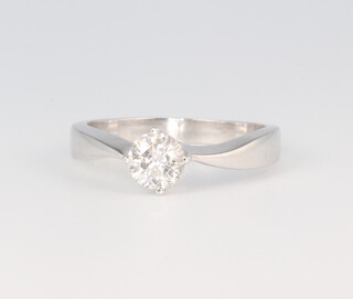 An 18ct white gold single stone diamond ring approx. 0.5ct, size L 1/2, 3.7 grams 