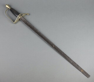 An 18/19th Century court sword with horn grip, polished metal pommel and 54cm blade 