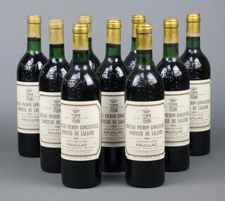 Nine bottles of 1983 Chateau Pichon Longueville Comtesse de Lalande Grand Cru Classe Pauillac red wine 