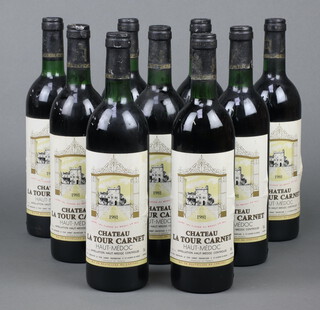 Nine bottles of 1981 Chateau La Tour Carnet Haut Medoc red wine  
