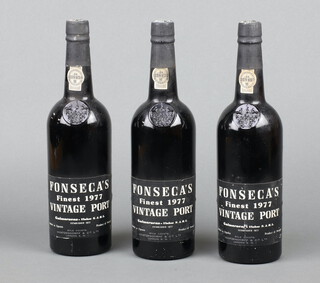 Three bottles of 1977 Fonseca's Finest Vintage Port 