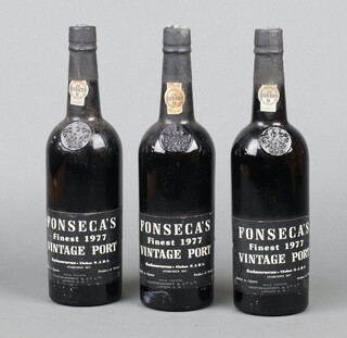 Three bottles of 1977 Fonseca's Finest Vintage Port 