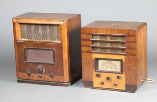 A Marconi 209 wood veneered value radio and another similar Marconi radio 