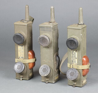 Three WWII USA Signal Corps BC611 valve radio receiver and transmitter Handie Talkies