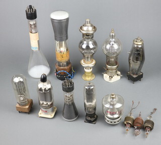 A box of large valves including a Marconi DET.1.S.W with continuity, an STC 26A with continuity and three CRT's