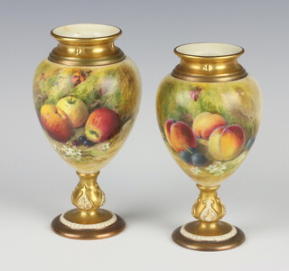 A Royal Worcester oviform vase decorated with fruits by William Ricketts no.2260 15cm, a ditto 14cm no. 2260 