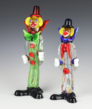 Two Murano glass figures of clowns 29cm and 34cm 