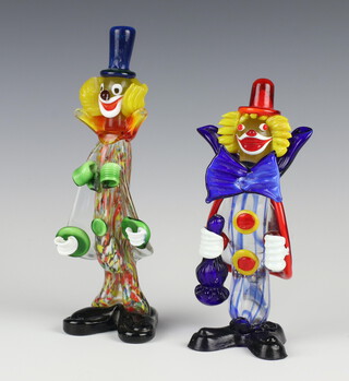 Two Murano glass clowns 21cm and 24cm 