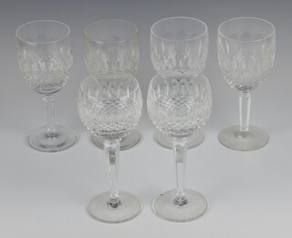 Four Waterford Crystal Colleen pattern wine glasses and 2 ditto hocks 