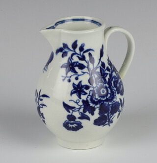 An 18th Century Dr Wall Worcester baluster jug decorated with butterflies and flowers 9cm 