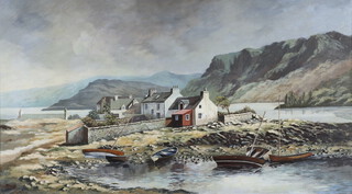 N Englefield, oil on canvas signed, inscribed on verso Plockton Loch Canon Western Ross Scotland 50cm x 90cm 