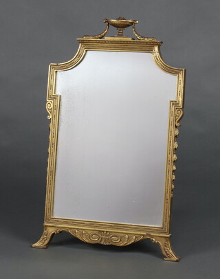 A Georgian style shape plate easel dressing table mirror, contained in a gilt painted frame surmounted by an urn 80cm h x 53cm w 