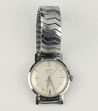 A vintage steel cased Enicar Ultrasonic wristwatch numbered 100/108 30mm on an expanding bracelet 