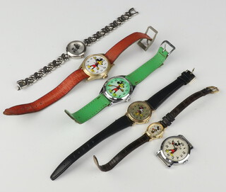 A child's steel cased Mickey Mouse wristwatch and 5 others 